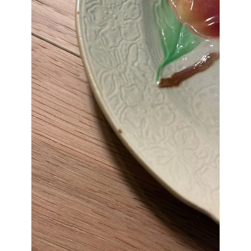 St. Clement Vintage Majolica Fruit Plates Set of 3 Made in France AS IS 1920s